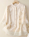 Eloise | Embroidered Cotton-Linen Blouse