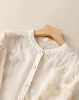 Eloise | Embroidered Cotton-Linen Blouse