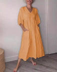 Eleanor™ - Relaxed Elegance V-Neck Maxi Dress