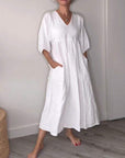 Eleanor™ - Relaxed Elegance V-Neck Maxi Dress