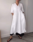 Eleanor™ - Relaxed Elegance V-Neck Maxi Dress