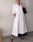 Eleanor™ - Relaxed Elegance V-Neck Maxi Dress